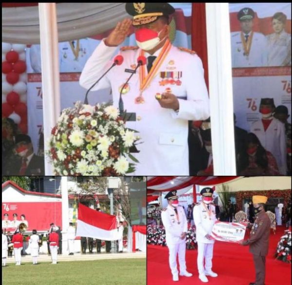 Suasana peringatan Hari Kemerdekaan RI ke 76 Dihalaman Kantor Gubernur Sulut. (Foto.ist)