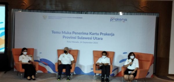 Kegiatan acara temu muka penerima Kartu Prakerja Provinsi Sulawesi Utara di Kota Manado.