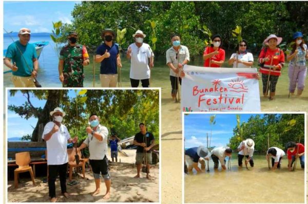Penanaman bibit mangrove di Pulau Bunaken