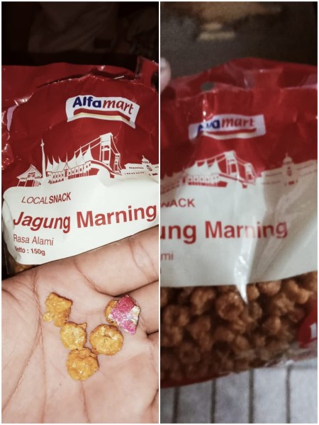 Tampak snack yang tidak steril