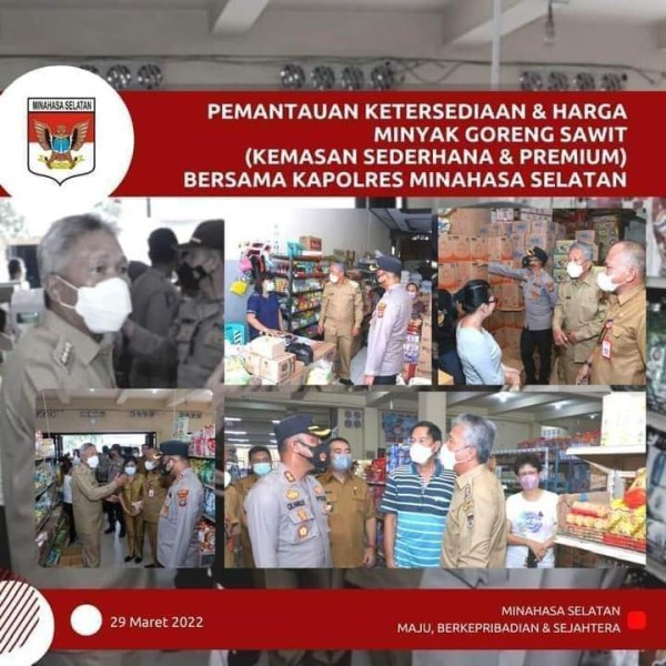 Bupati Franky Donny Wongkar bersama Polres Minahasa Selatan (Minsel) saat melakukan pemantauan minyak goreng.
